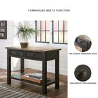 Table console de canapé de style moderne du milieu du siècle Tyler Creek, marron grisâtre/noir, étagère ouverte et tiroir de rangement