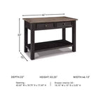 Table console de canapé de style moderne du milieu du siècle Tyler Creek, marron grisâtre/noir, étagère ouverte et tiroir de rangement