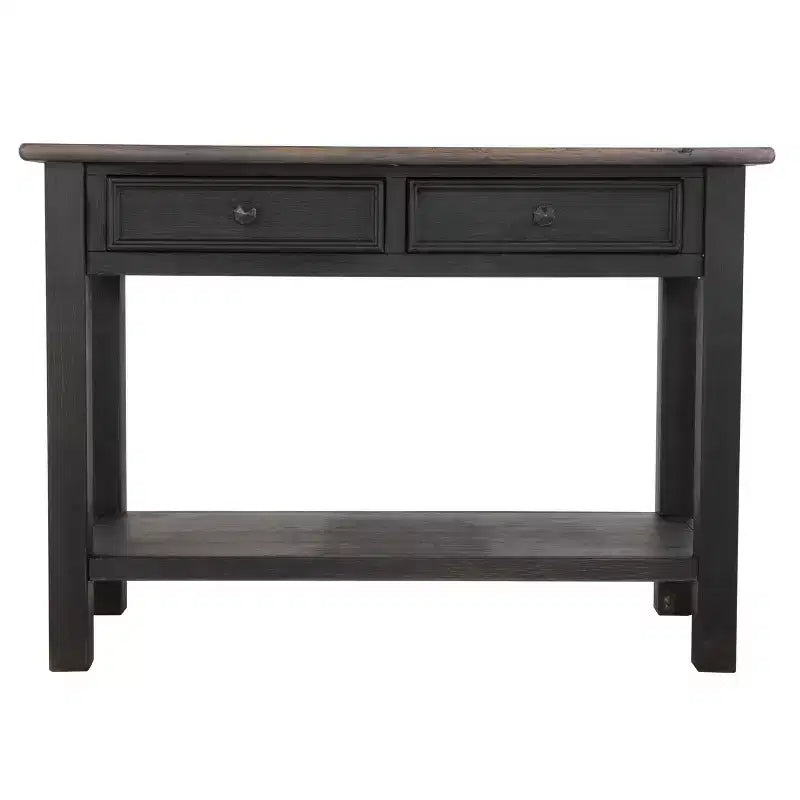 Table console de canapé de style moderne du milieu du siècle Tyler Creek, marron grisâtre/noir, étagère ouverte et tiroir de rangement