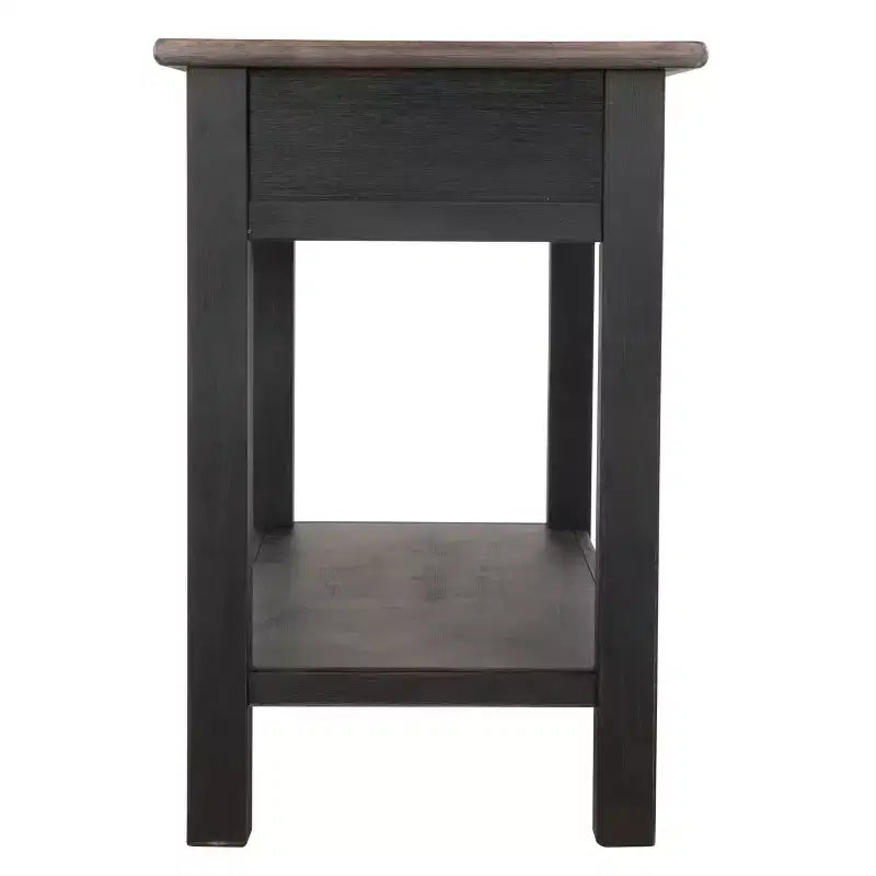 Table console de canapé de style moderne du milieu du siècle Tyler Creek, marron grisâtre/noir, étagère ouverte et tiroir de rangement