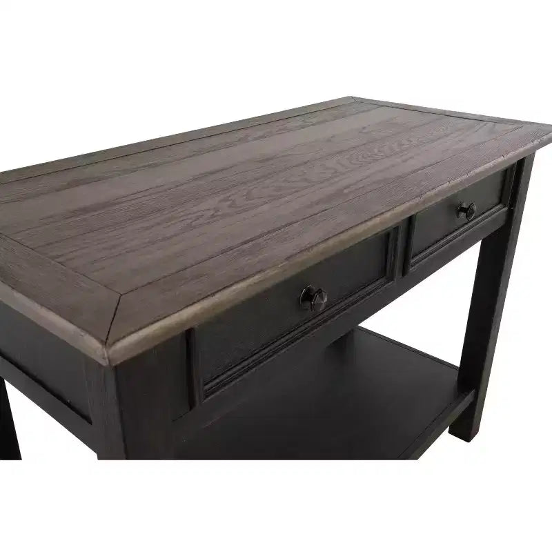 Table console de canapé de style moderne du milieu du siècle Tyler Creek, marron grisâtre/noir, étagère ouverte et tiroir de rangement