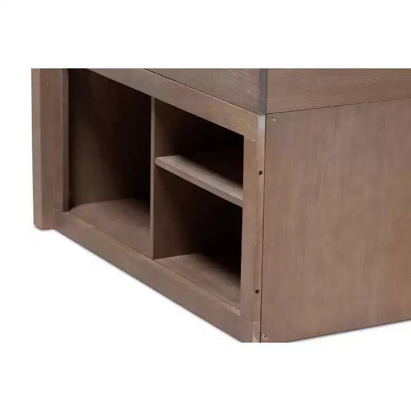 Lit de rangement double en bois à 4 tiroirs au fini chêne antique