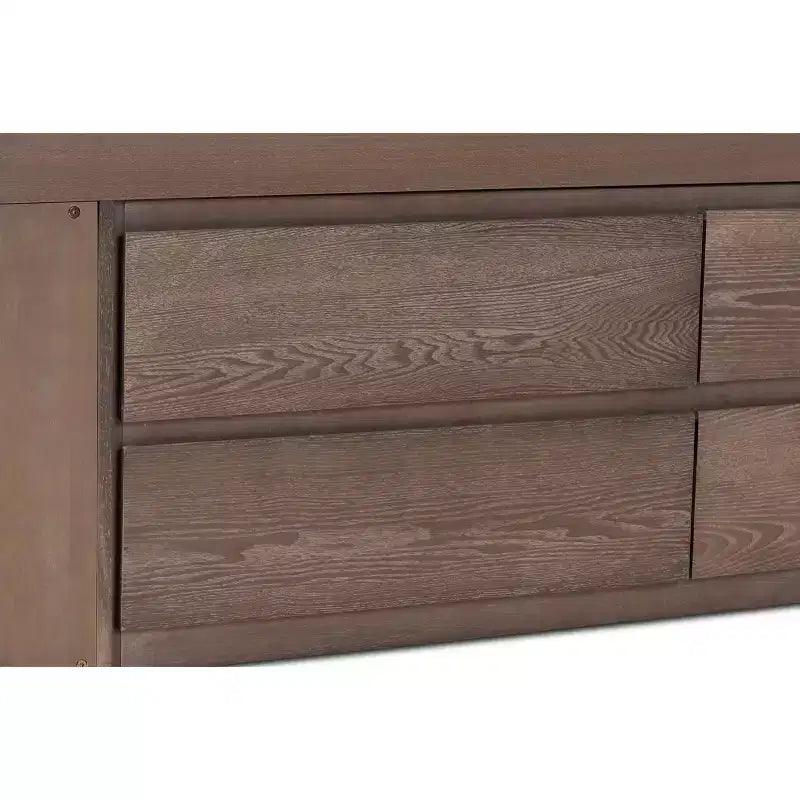 Lit de rangement double en bois à 4 tiroirs au fini chêne antique