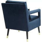 Fauteuil d'appoint capitonné en tissu bleu Tilman, fauteuil de salon moderne
