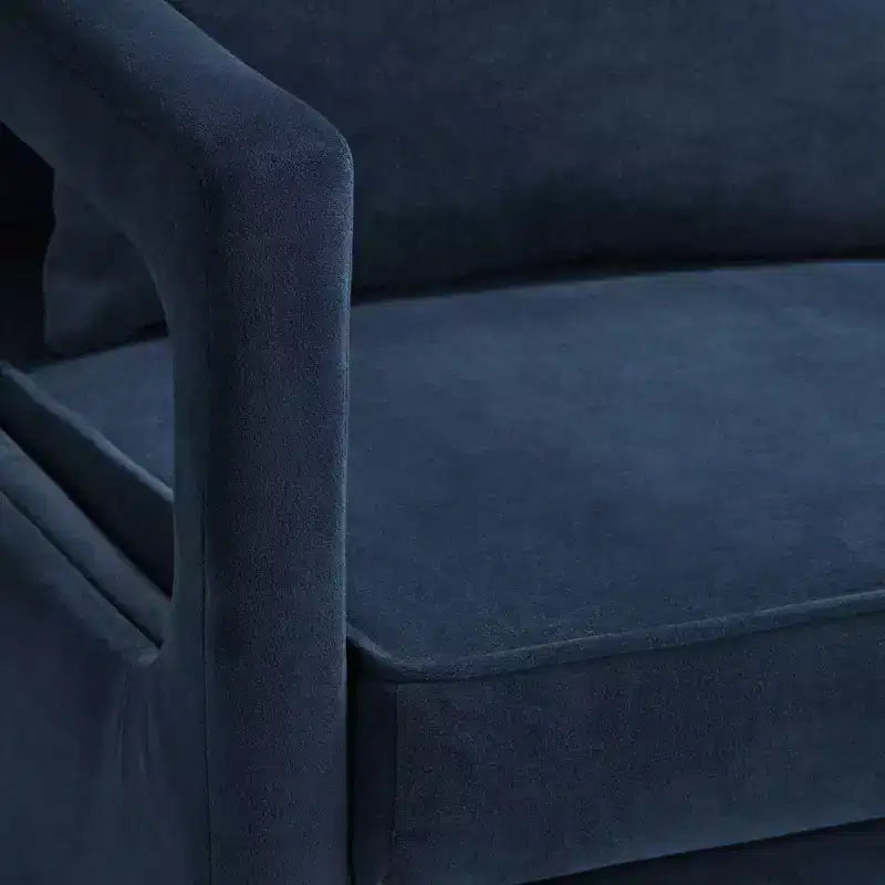 Fauteuil d'appoint capitonné en tissu bleu Tilman, fauteuil de salon moderne