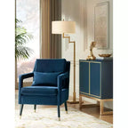 Fauteuil d'appoint capitonné en tissu bleu Tilman, fauteuil de salon moderne
