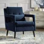 Fauteuil d'appoint capitonné en tissu bleu Tilman, fauteuil de salon moderne