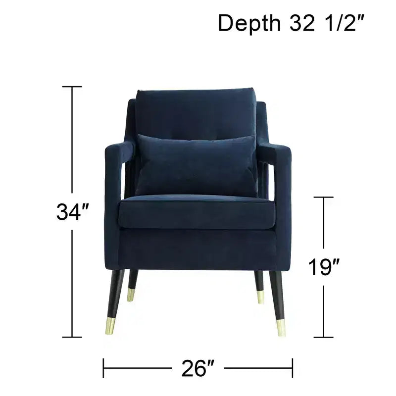 Fauteuil d'appoint capitonné en tissu bleu Tilman, fauteuil de salon moderne