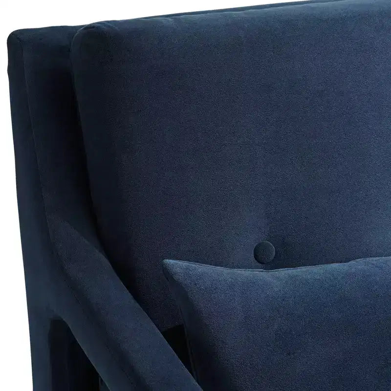 Fauteuil d'appoint capitonné en tissu bleu Tilman, fauteuil de salon moderne