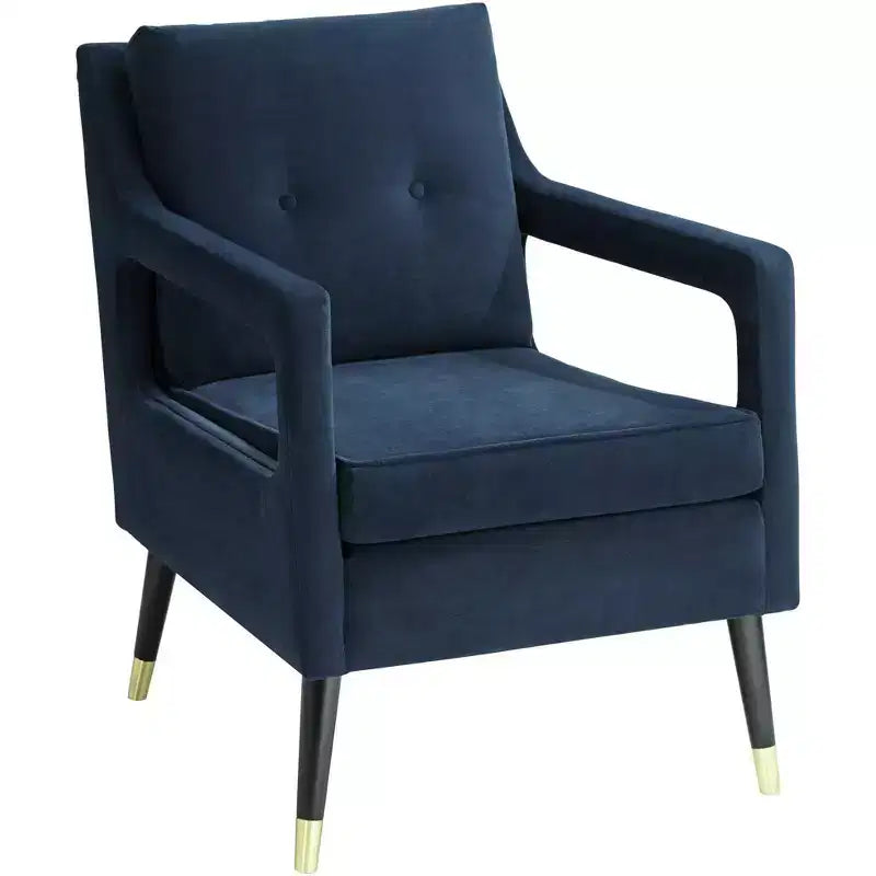 Fauteuil d'appoint capitonné en tissu bleu Tilman, fauteuil de salon moderne