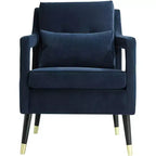 Fauteuil d'appoint capitonné en tissu bleu Tilman, fauteuil de salon moderne