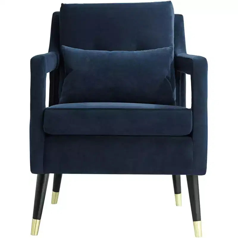 Fauteuil d'appoint capitonné en tissu bleu Tilman, fauteuil de salon moderne