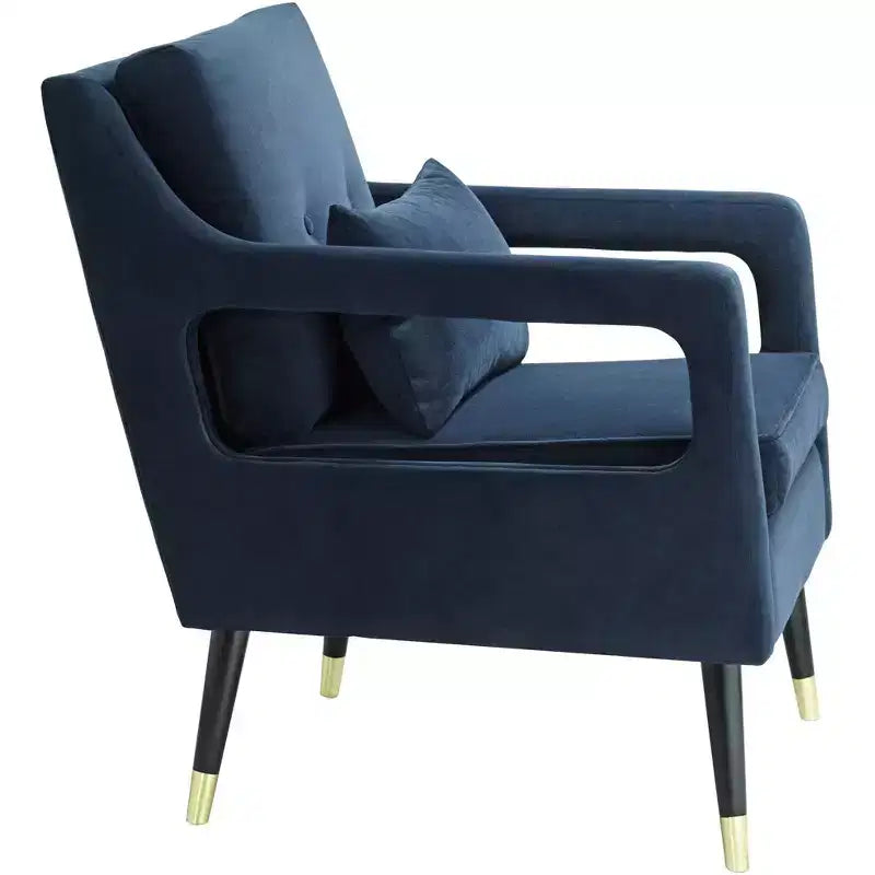 Fauteuil d'appoint capitonné en tissu bleu Tilman, fauteuil de salon moderne