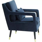 Fauteuil d'appoint capitonné en tissu bleu Tilman, fauteuil de salon moderne