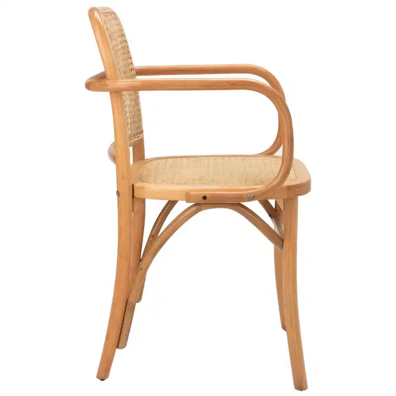 Chaise de salle à manger en canne, assise tissée naturelle avec cadre en bois massif – DCH9503