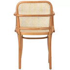 Chaise de salle à manger en canne, assise tissée naturelle avec cadre en bois massif – DCH9503