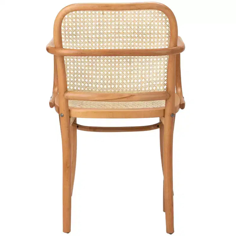 Chaise de salle à manger en canne, assise tissée naturelle avec cadre en bois massif – DCH9503