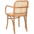 Chaise de salle à manger en canne, assise tissée naturelle avec cadre en bois massif – DCH9503