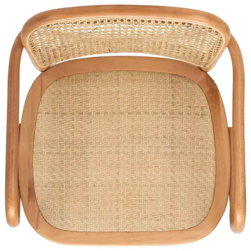 Chaise de salle à manger en canne, assise tissée naturelle avec cadre en bois massif – DCH9503