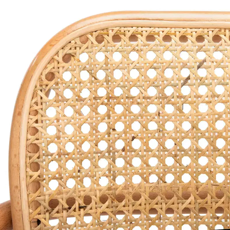 Chaise de salle à manger en canne, assise tissée naturelle avec cadre en bois massif – DCH9503