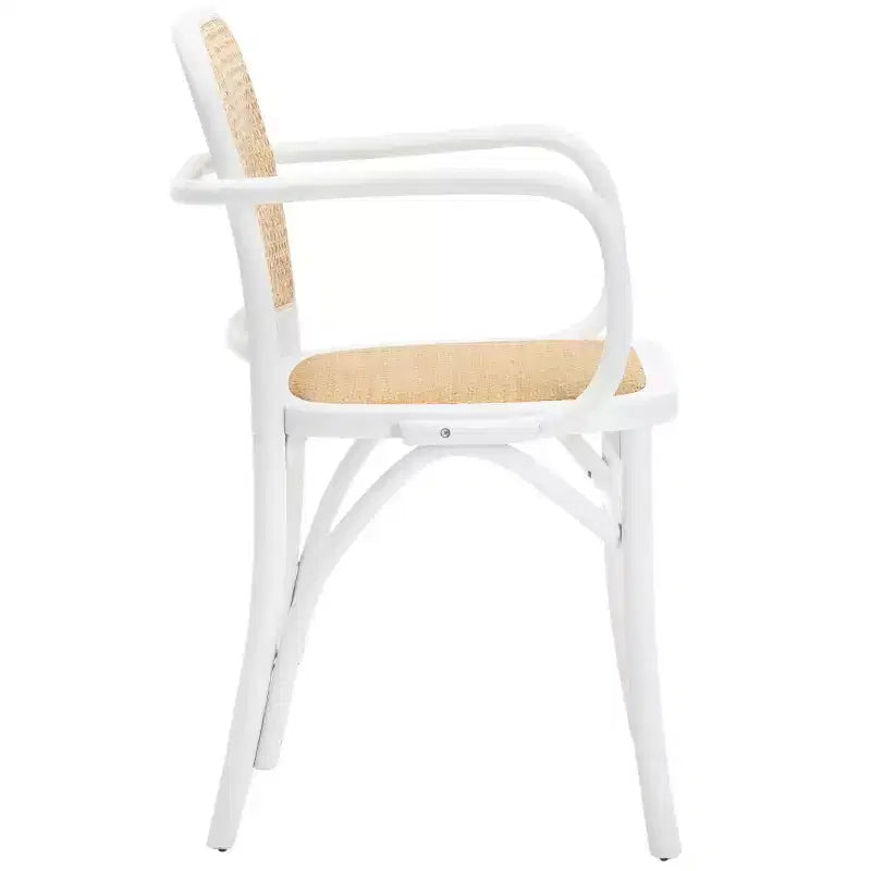 Chaise de salle à manger en canne, assise tissée naturelle avec cadre en bois massif – DCH9503
