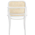 Chaise de salle à manger en canne, assise tissée naturelle avec cadre en bois massif – DCH9503