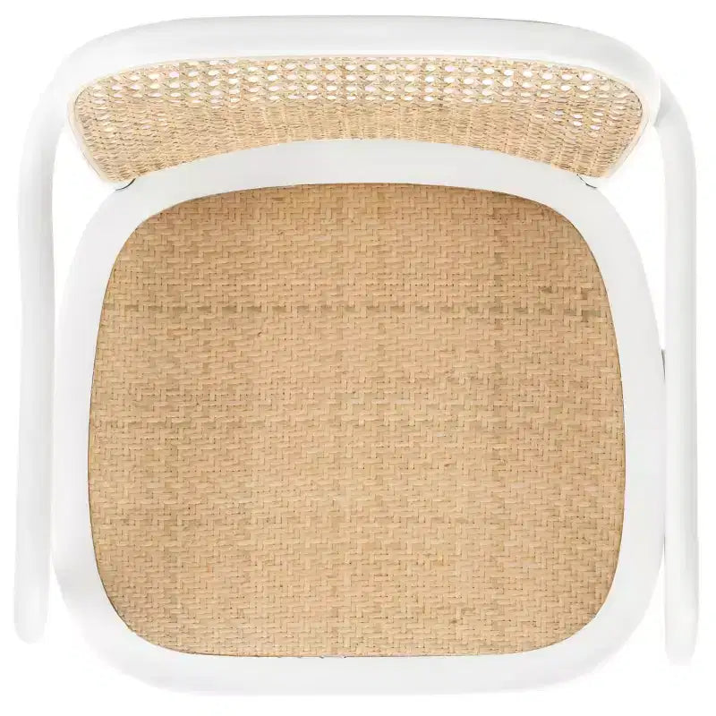 Chaise de salle à manger en canne, assise tissée naturelle avec cadre en bois massif – DCH9503