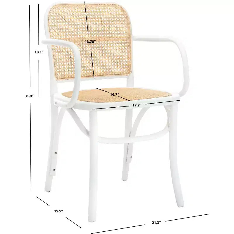 Chaise de salle à manger en canne, assise tissée naturelle avec cadre en bois massif – DCH9503