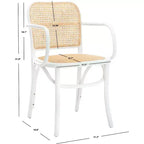 Chaise de salle à manger en canne, assise tissée naturelle avec cadre en bois massif – DCH9503