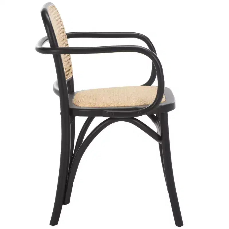 Chaise de salle à manger en canne, assise tissée naturelle avec cadre en bois massif – DCH9503