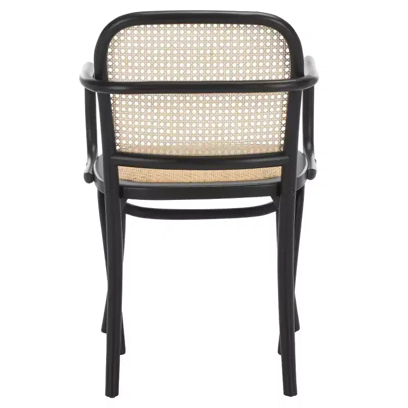 Chaise de salle à manger en canne, assise tissée naturelle avec cadre en bois massif – DCH9503