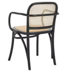 Chaise de salle à manger en canne, assise tissée naturelle avec cadre en bois massif – DCH9503