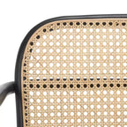 Chaise de salle à manger en canne, assise tissée naturelle avec cadre en bois massif – DCH9503