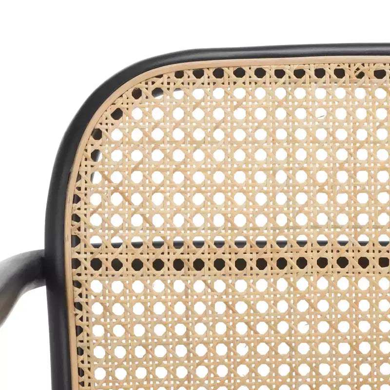 Chaise de salle à manger en canne, assise tissée naturelle avec cadre en bois massif – DCH9503
