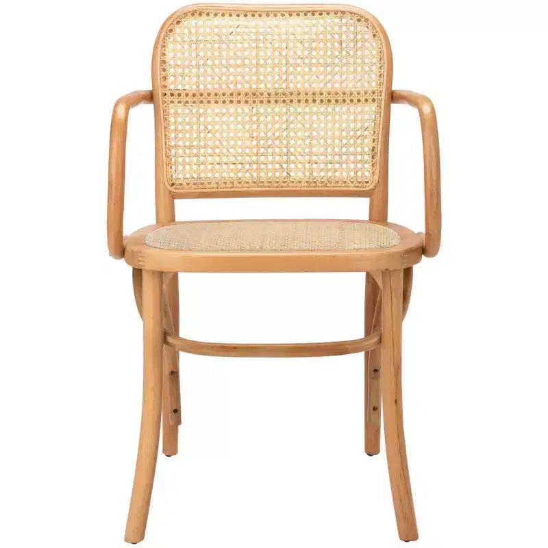 Chaise de salle à manger en canne, assise tissée naturelle avec cadre en bois massif – DCH9503