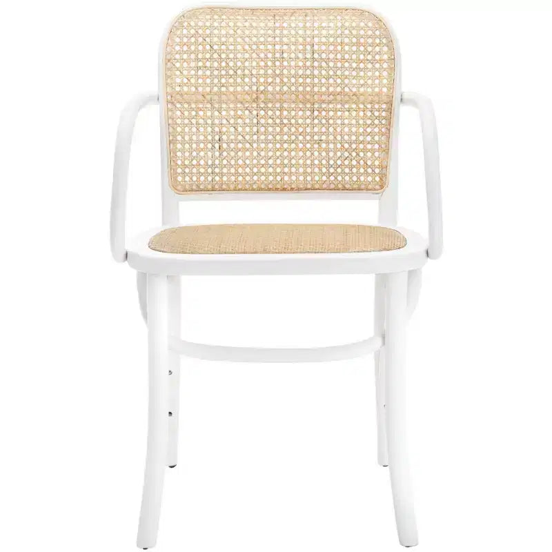 Chaise de salle à manger en canne, assise tissée naturelle avec cadre en bois massif – DCH9503