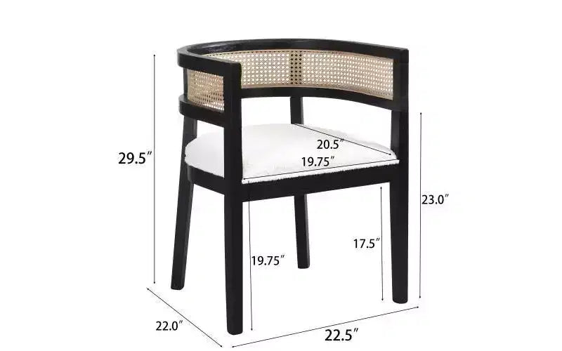 Ensemble de salle à manger Avery 7 pièces en cannage, hévéa et tissu d'ameublement