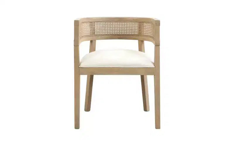 Ensemble de salle à manger Avery 7 pièces en cannage, hévéa et tissu d'ameublement